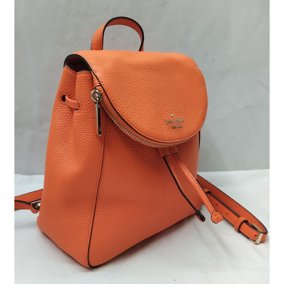 Kate Spade New York Orange Pebbled Leather Zipper Drawstring Top Handle Backpack main image 11